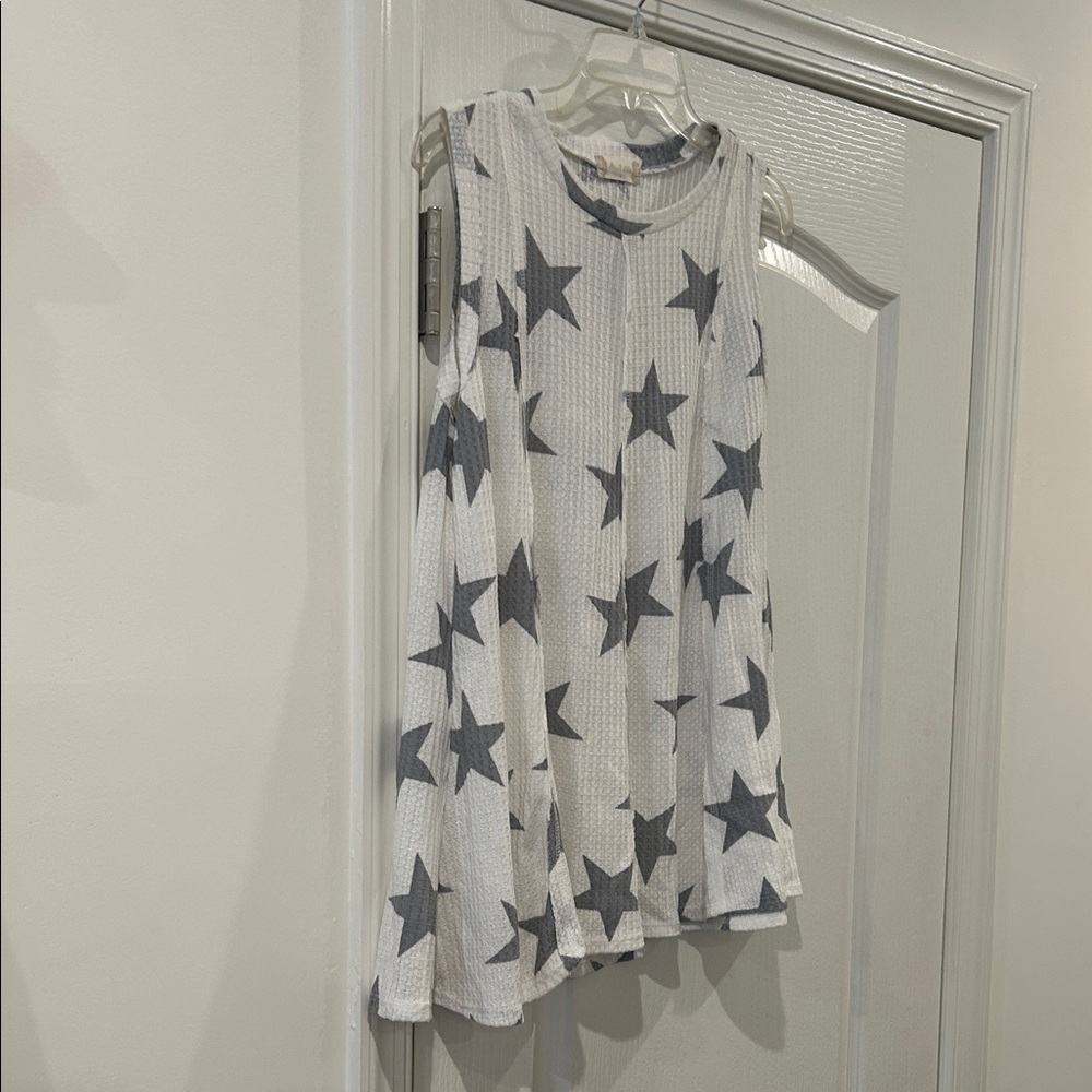 Altar'd State Starry Sleeveless Top in White and Gray Size small tunic tank